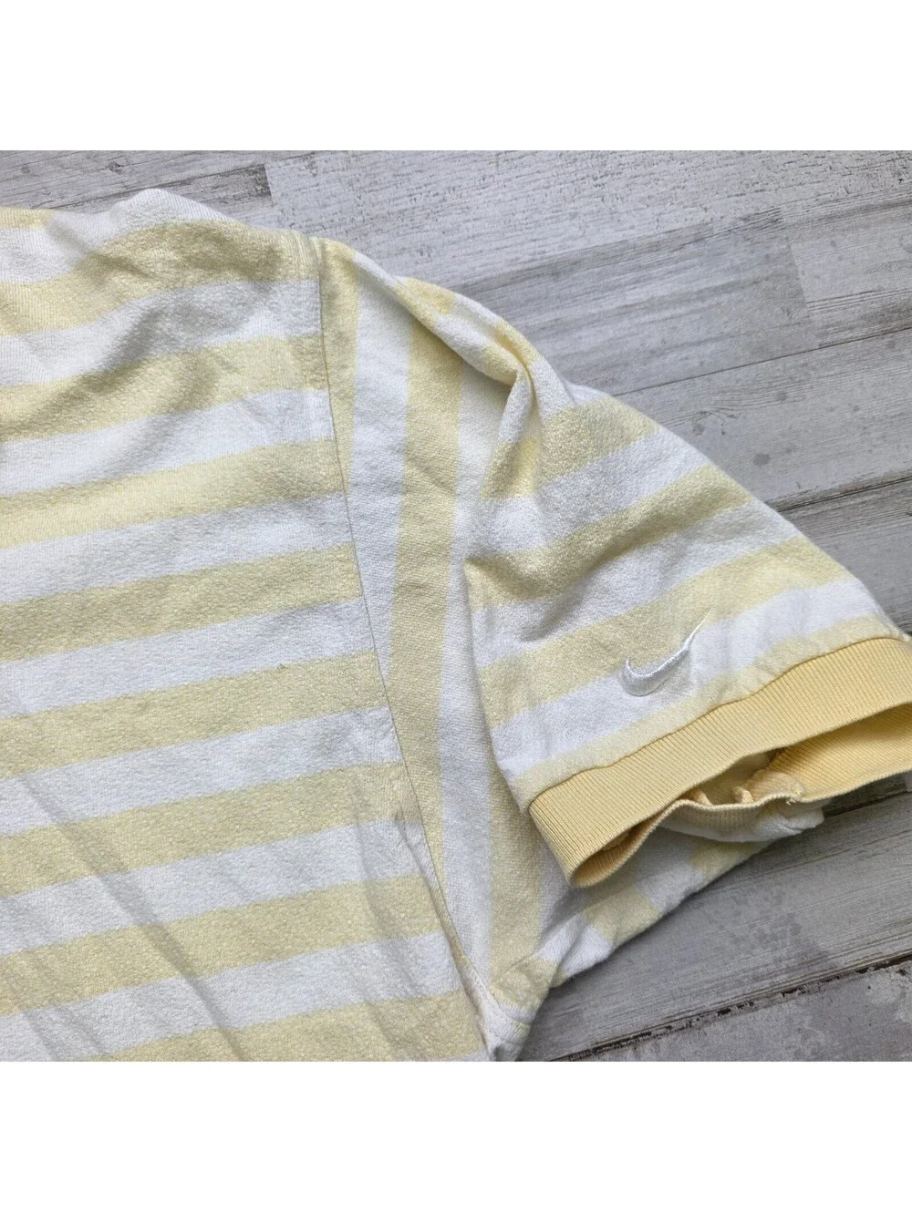 Vintage Nike Polo Shirt Men's XXL Terry Cloth 1/4 Zip Yellow Stripe 90s Y2K